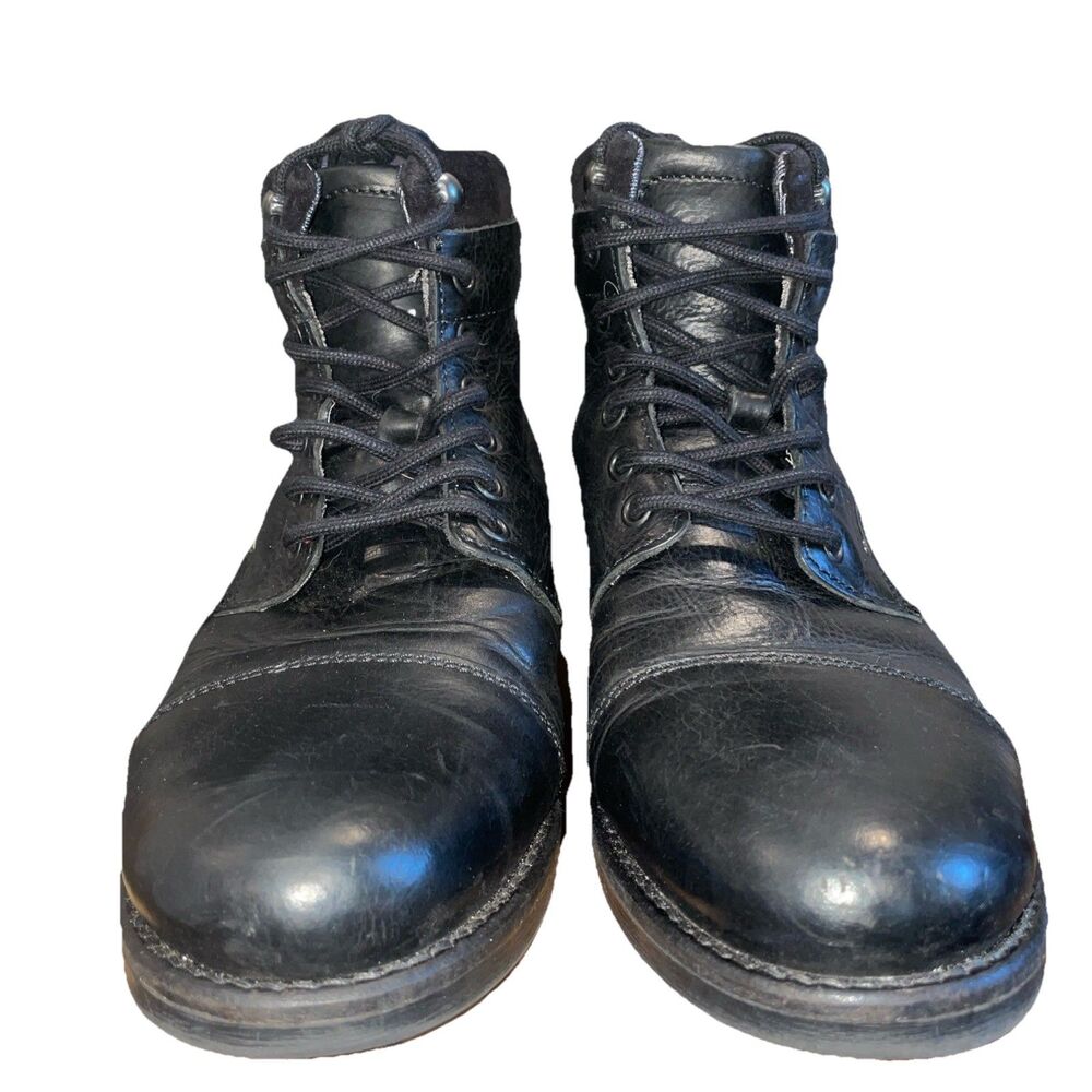 Aldo Atwood Black Leather Combat Ankle Boots Men 9